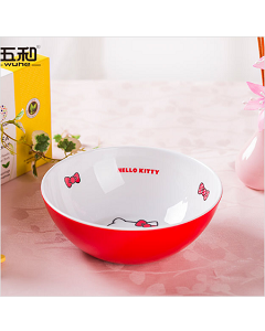 五和純密胺餐具 Hello Kitty 凱蒂貓雙色碗、圓飯碗